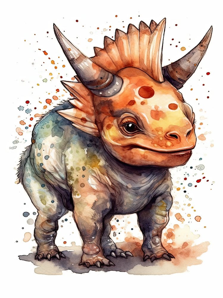 Avaceratops Niedlicher Dinosaurier Aquarell 4