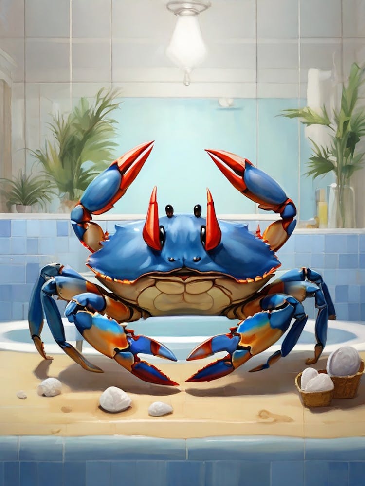 Happy Blue Crab Square Bathroom Animal 1