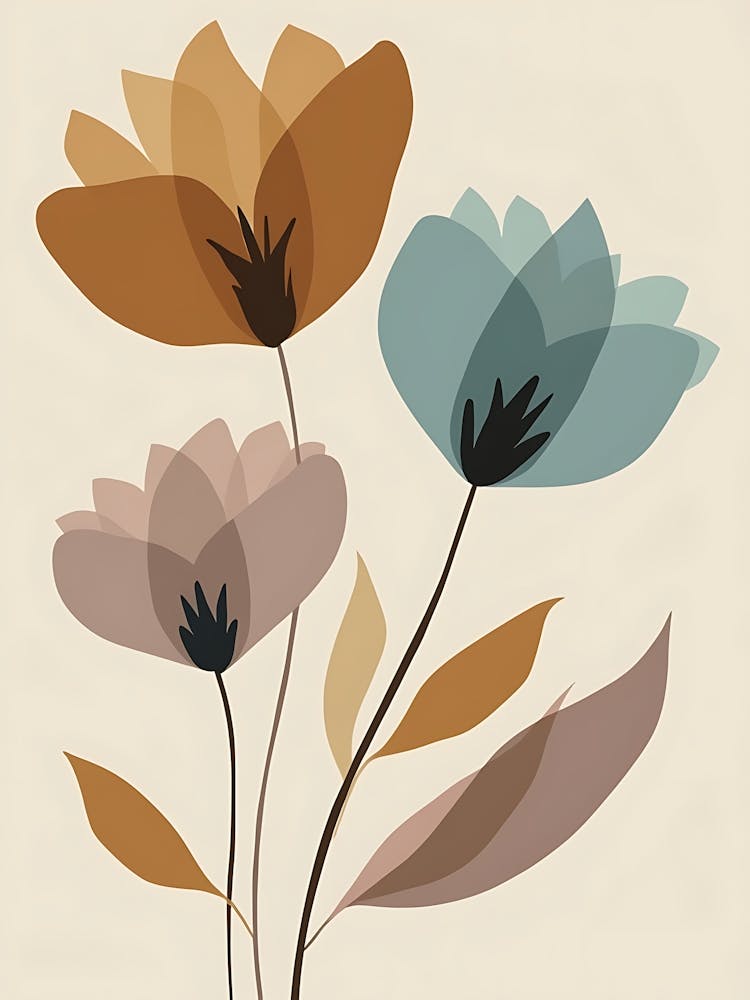 Vintage-Inspired Floral Art | Timeless Botanical Illustrations in Earthy Tones