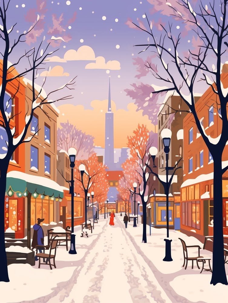 Vintage Winter Reise-Illustration Denver Colorado 2