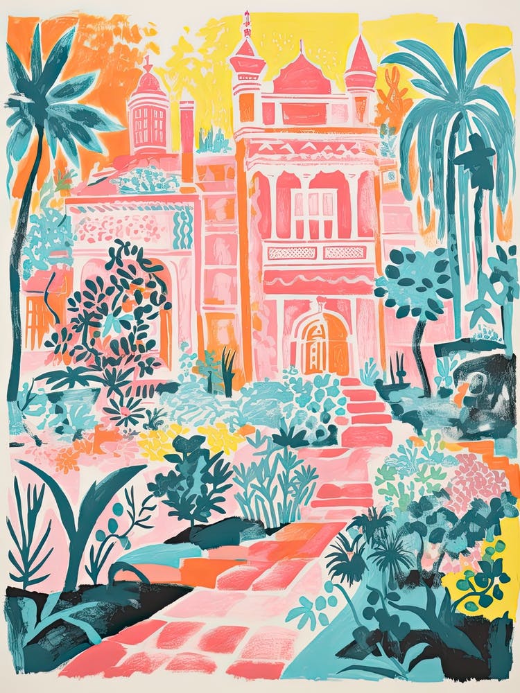 Palace De Queluz Gardens Abstract Riso Style 2