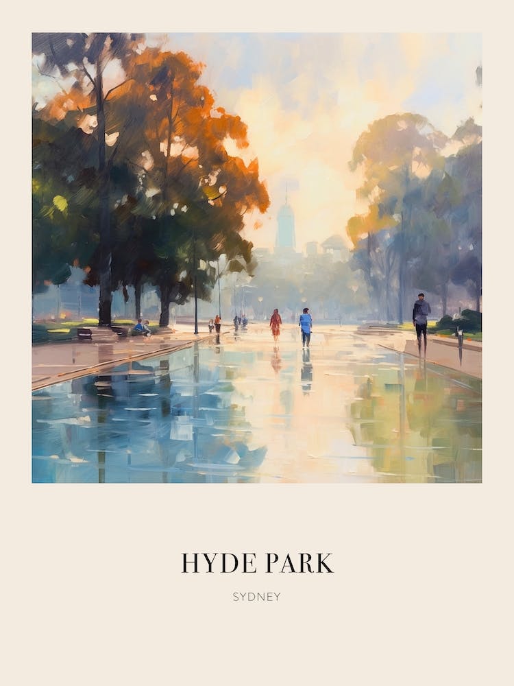 Hyde Park Sydney Australia 4 Vintage Cezanne Inspired Poster