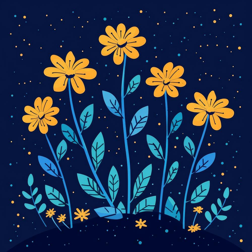 Flowers On The Night Sky