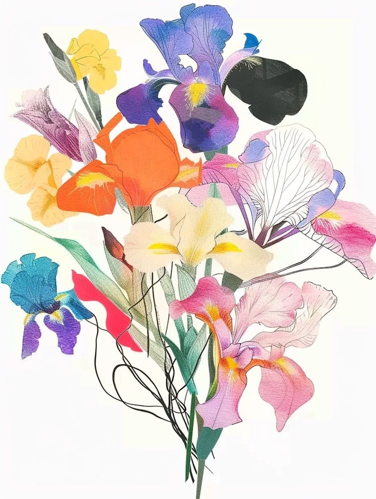 Iris 3 Collage Flower Bouquet