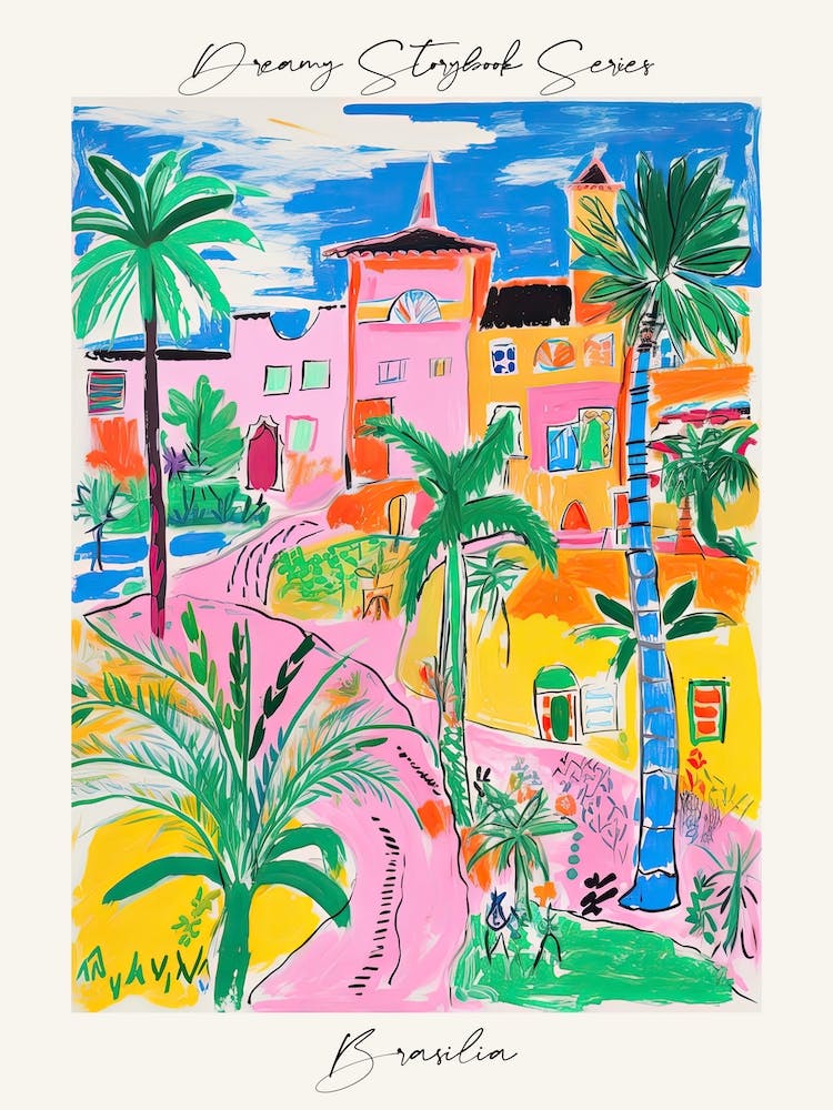 Poster Of Brasilia, Dreamy Storybook Illustration 4
