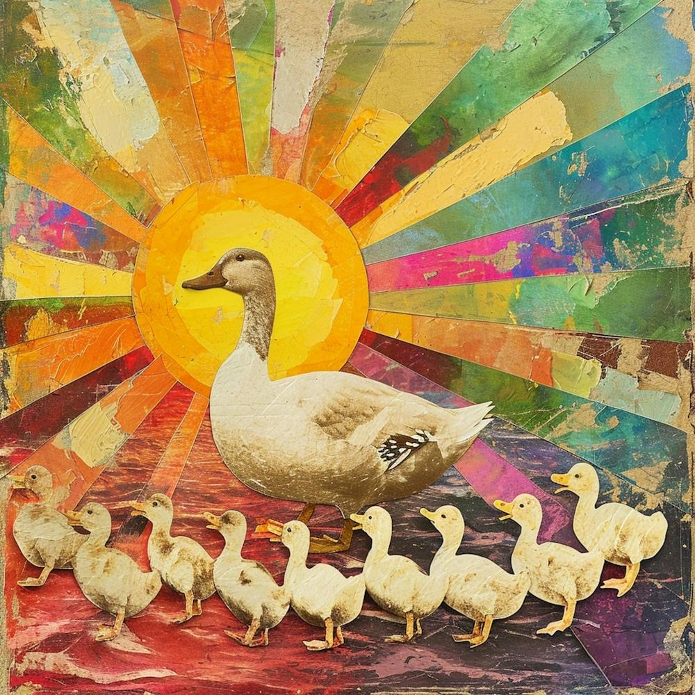 Duck & Duckling Rainbow Collage