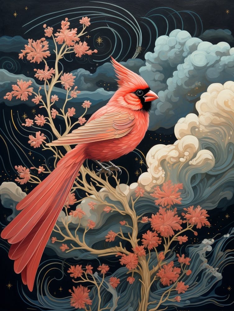 Cardinal 1 Gold Detail Painting