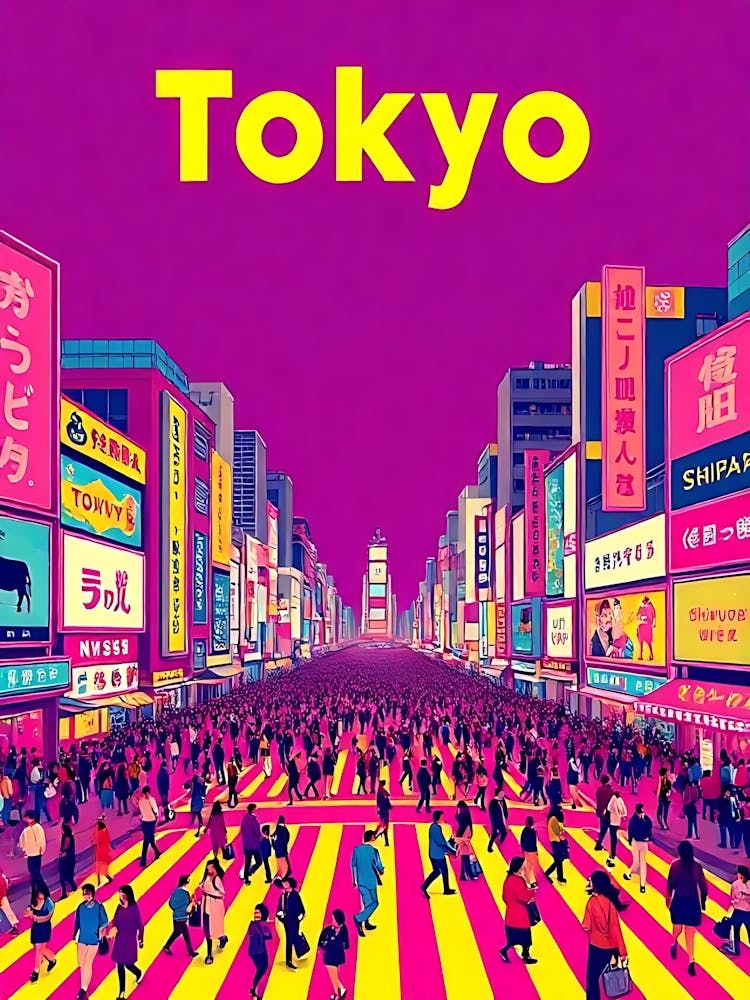 Tokyo Japon Affiche de Voyage Numérique Vintage 23