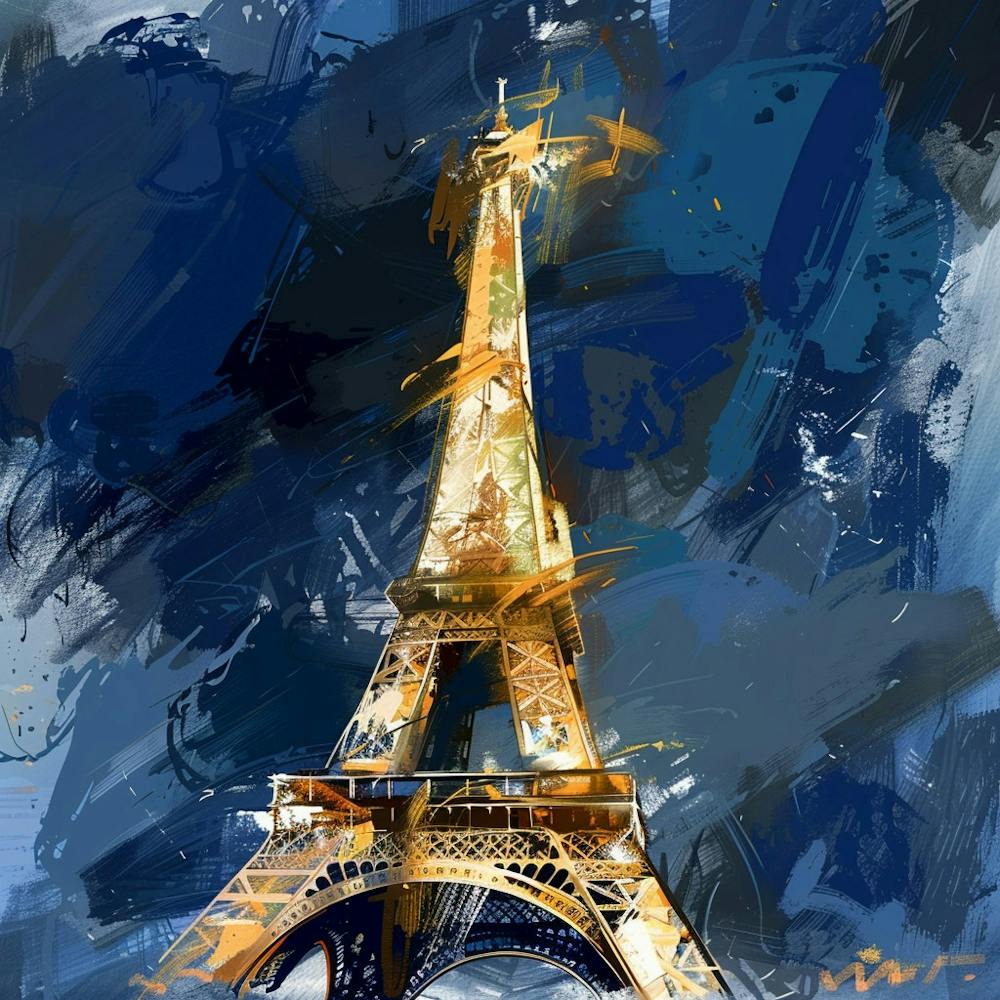 Eiffel Tower Oil Painting Expressive