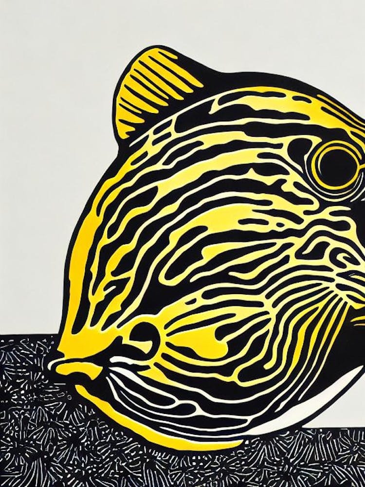Clown Triggerfish Linocut
