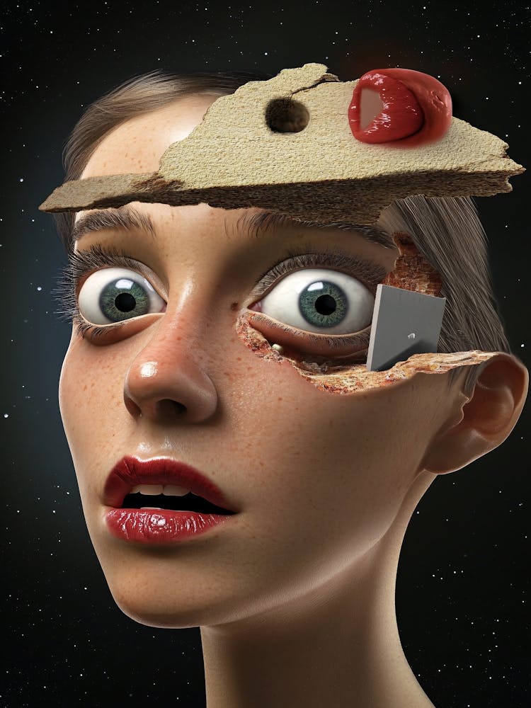 Frau Mit Einem Stück Pizza