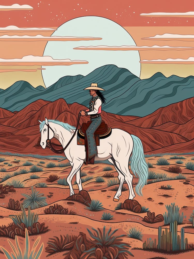 Cowgirl Riding A Horse In The Desert 7