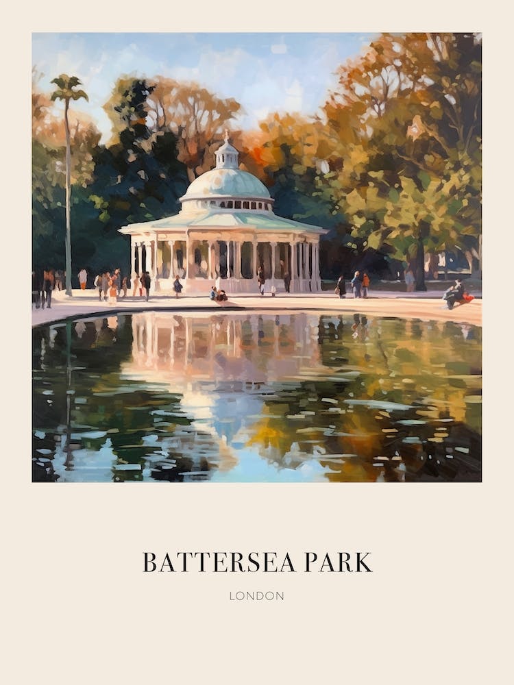 Battersea Park London United Kingdom 5 Vintage Cezanne Inspired Poster