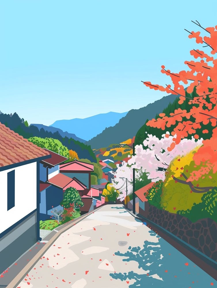 Tanabe Kumano Kodo Japan Colourful Illustration