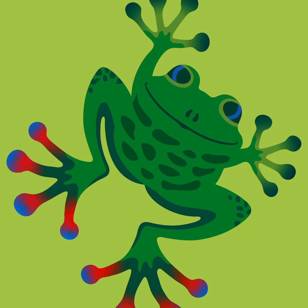FROGGY SAYS HELLO Cute Smiling Jumping Friendly Frog Amphibian with Big Feet on Lime Green Kids