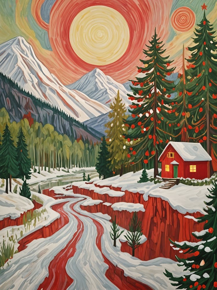 Winter Cabin In The Mountains