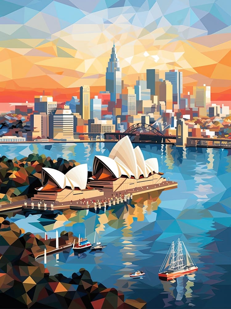 Sydney, Australia, Geometric Illustration 1