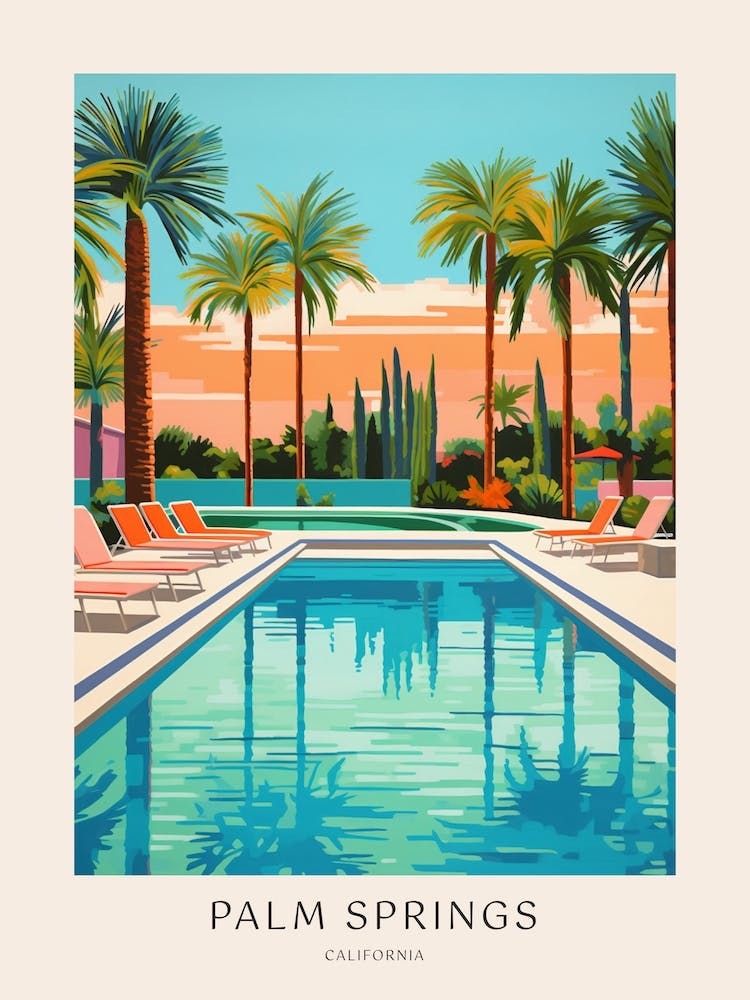 Palm Springs California 2 Midcentury Modern Pool Poster