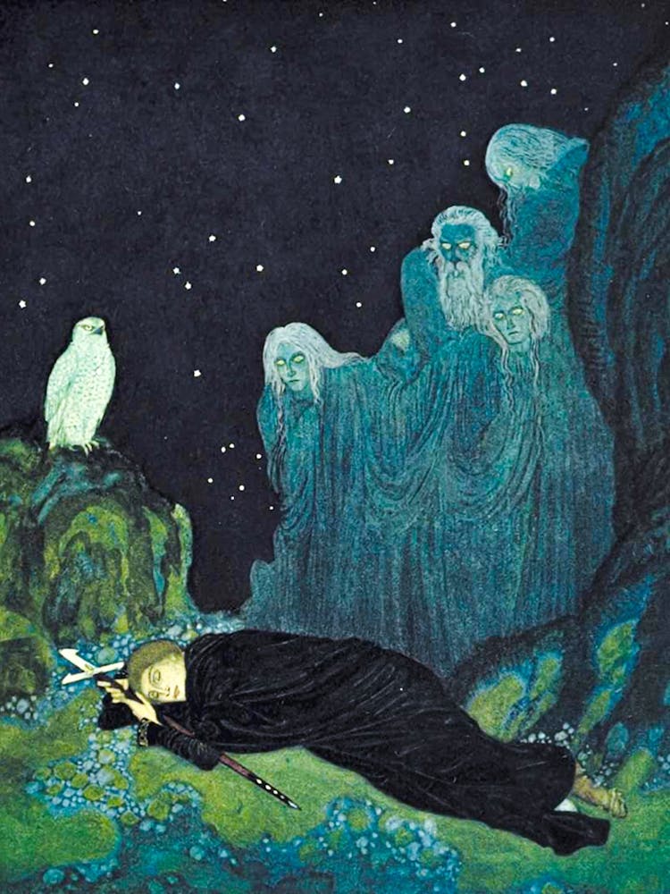 The Dreamer of Dreams - Gemälde von Edmund Dulac aus 1915 - Berühmtes Goldenes Zeitalter der Illustration HD Remastered