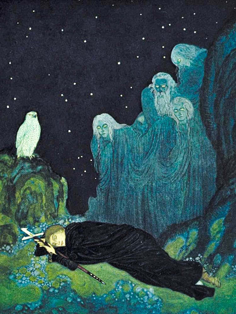 The Dreamer of Dreams - Painting by Edmund Dulac in 1915 - Famous Golden Age of Illustration HD Remastered