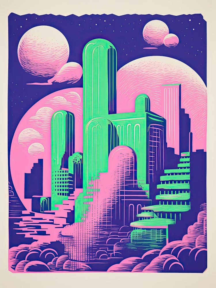 Perth In Risograph Style 3