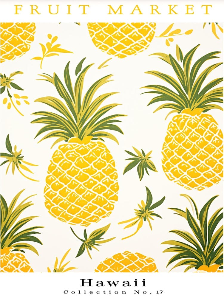 Pineapple Fruit Poster Gift Hawaii Market