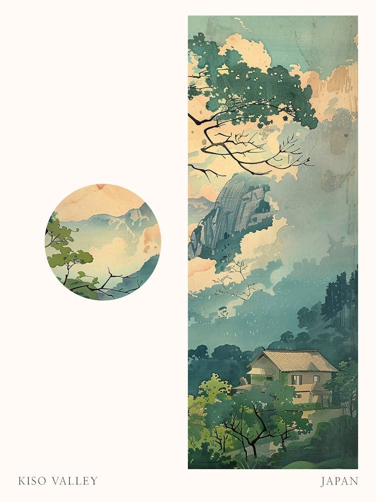 Kiso Valley Japan 3 Cut Out Travel Poster