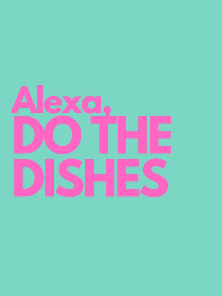 Alexa Do The Dishes Pink And Teal Kitchen Typography