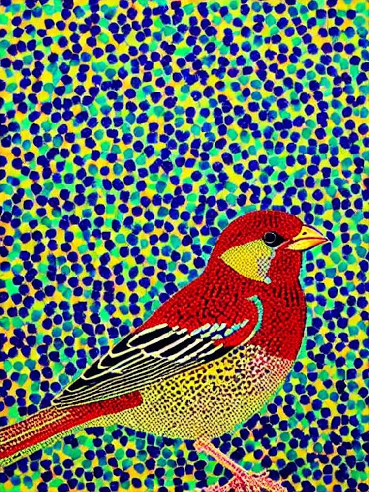 House Sparrow Yayoi Kusama Style Illustration Bird
