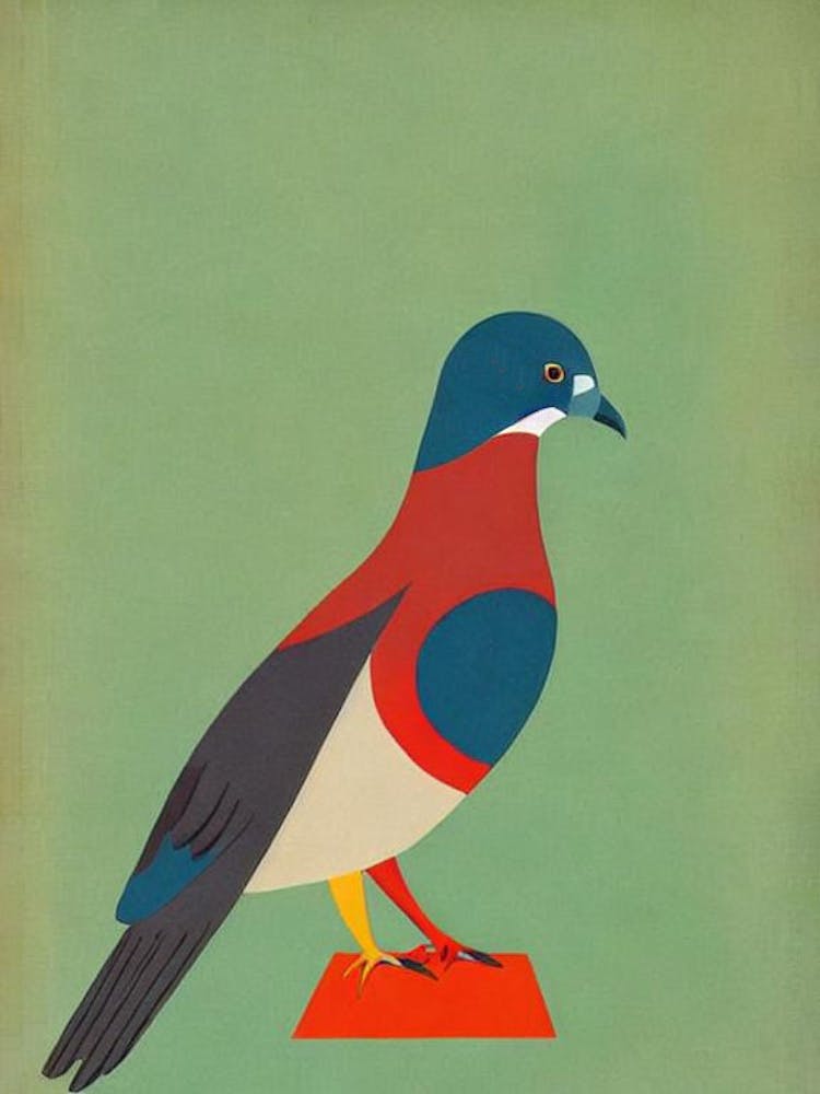 Pigeon Midcentury Illustration Bird