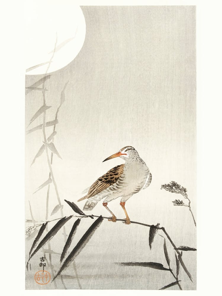 Black Horseman On Bamboo Branch (1900 1936), Ohara Koson