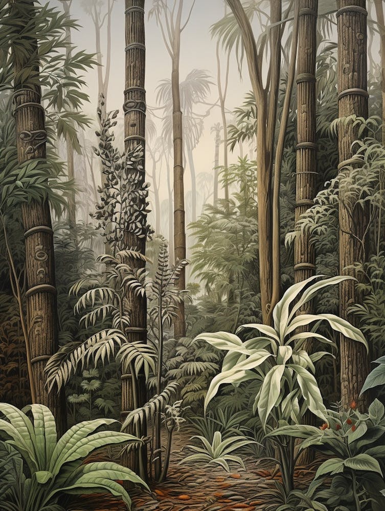 Vintage Jungle Botanical Illustration Bamboo 3