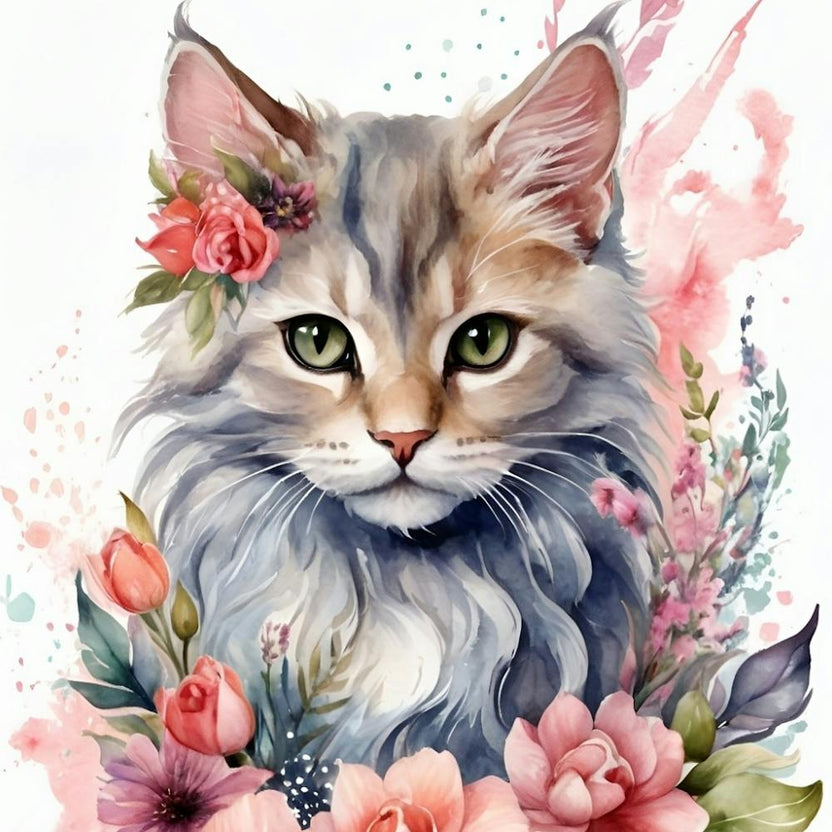 Coon Cat Watercolor Painting