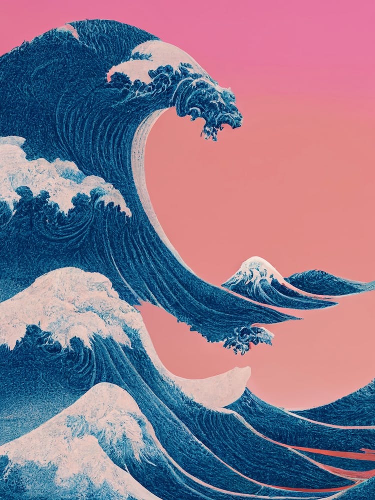 The Great Wave Off Kanagawa Pink Vaporwave