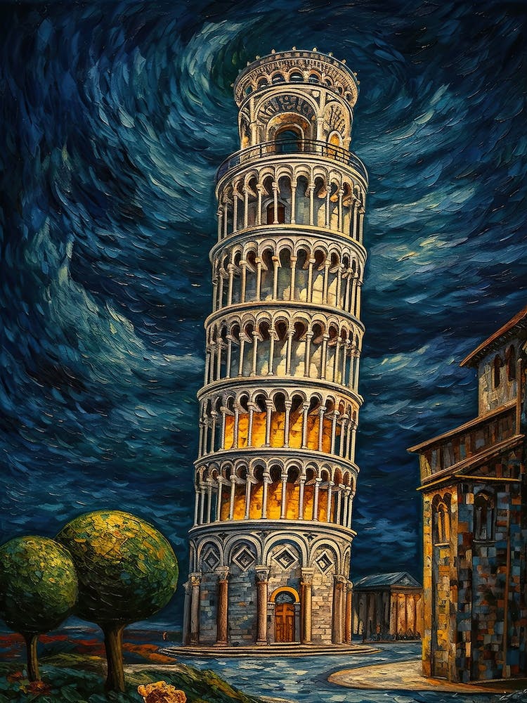 Tower Of Pisa Van Gogh Style 4