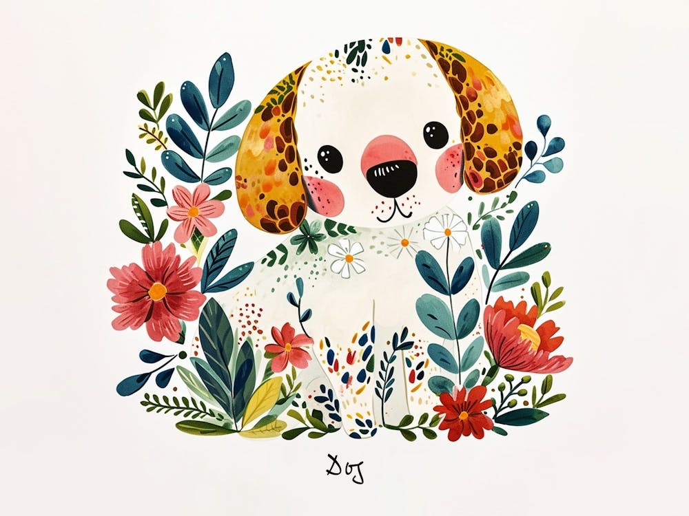 Little Floral Dog 2 Poster