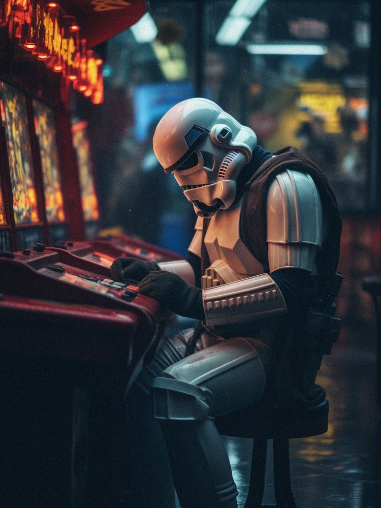 Stormtrooper jouant à la machine à sous