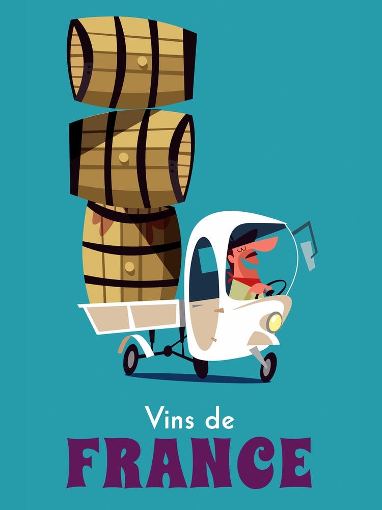 Vins De France Poster Teal