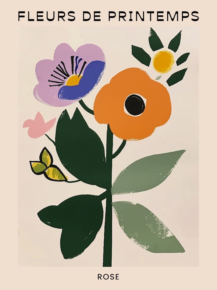 Spring Floral French Poster  Rose 4