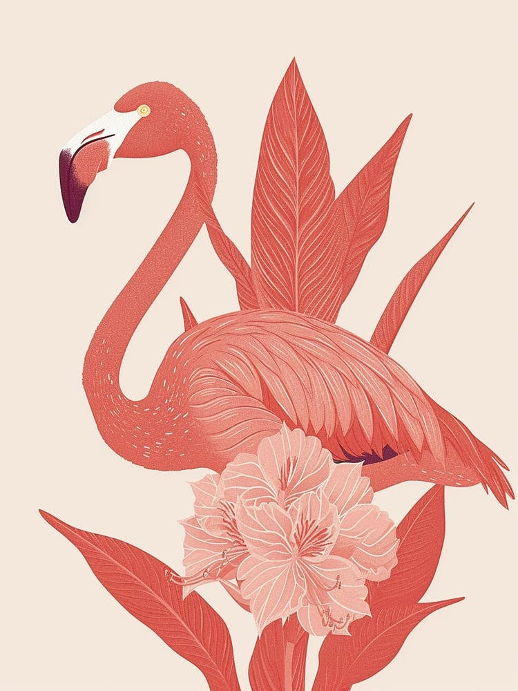 Chilean Flamingo Canna Lily Minimalist Illustration 3