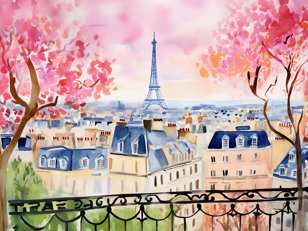 Paris Watercolor Painting