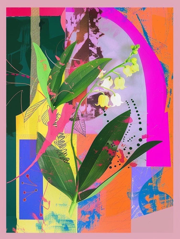 Lily Of The Valley 3 Neon Flower Collage