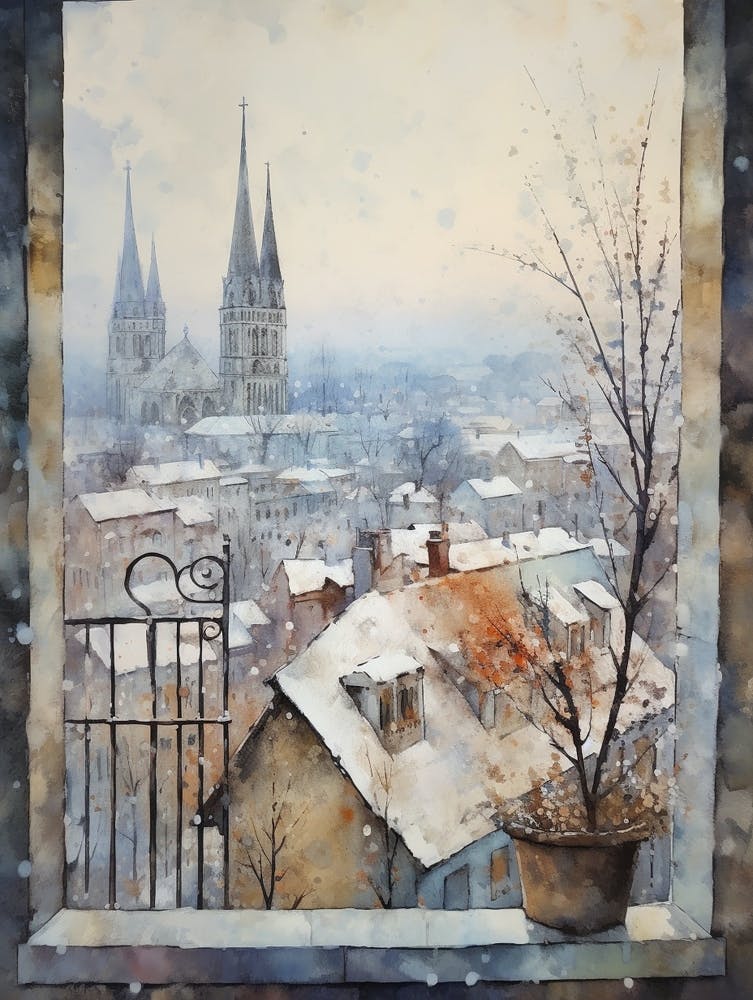 Winter Cityscape Cesky Krumloy Czechia