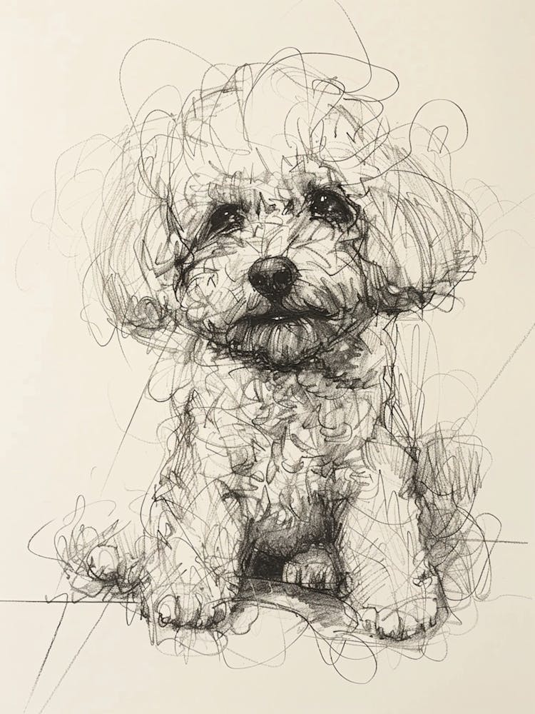 Bichon Frise Dog Line Drawing Sketch 3
