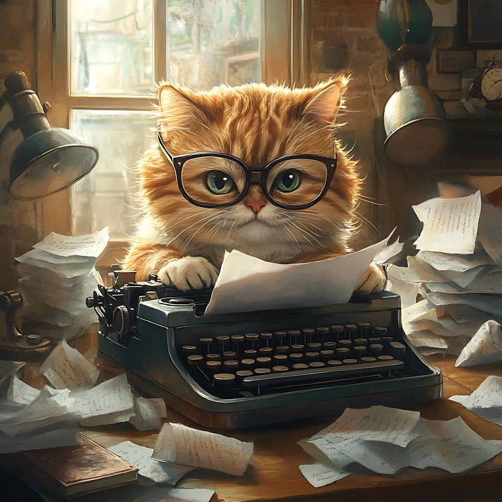 Funny Cat Writer Vintage 8
