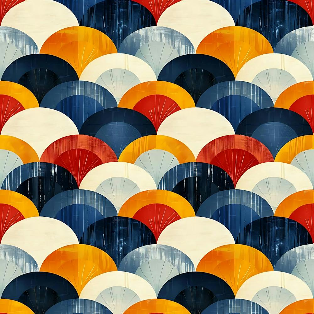 Motif Abstrait Sans Raccord Avec Demi-cercles Superposés En Bleu Rouge Orange Et Blanc
