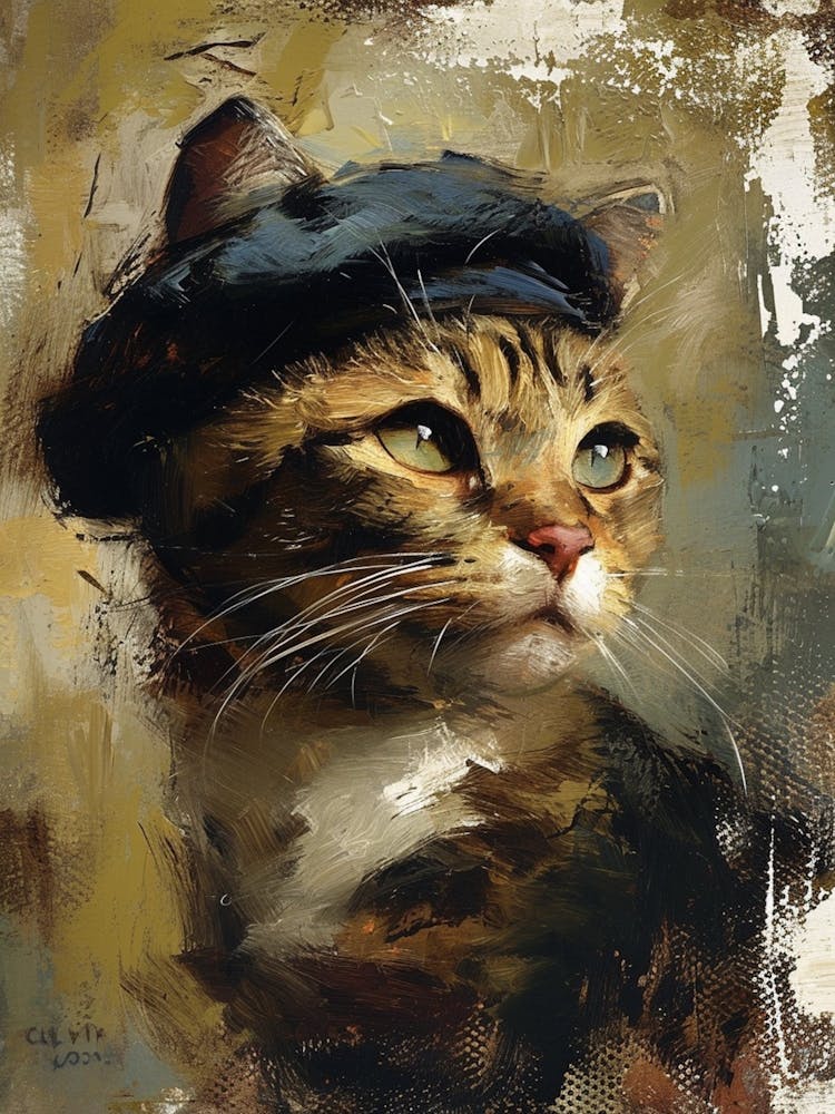 Kitsch Cat In A Beret 3