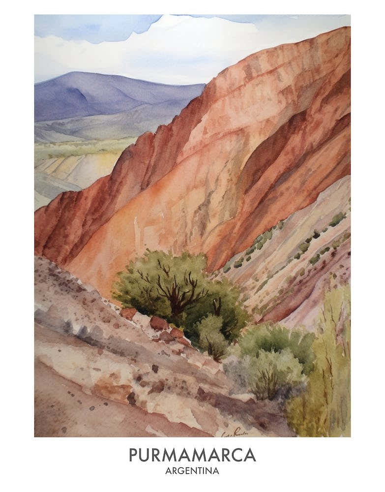 Purmamarca 1 Watercolour Travel Poster
