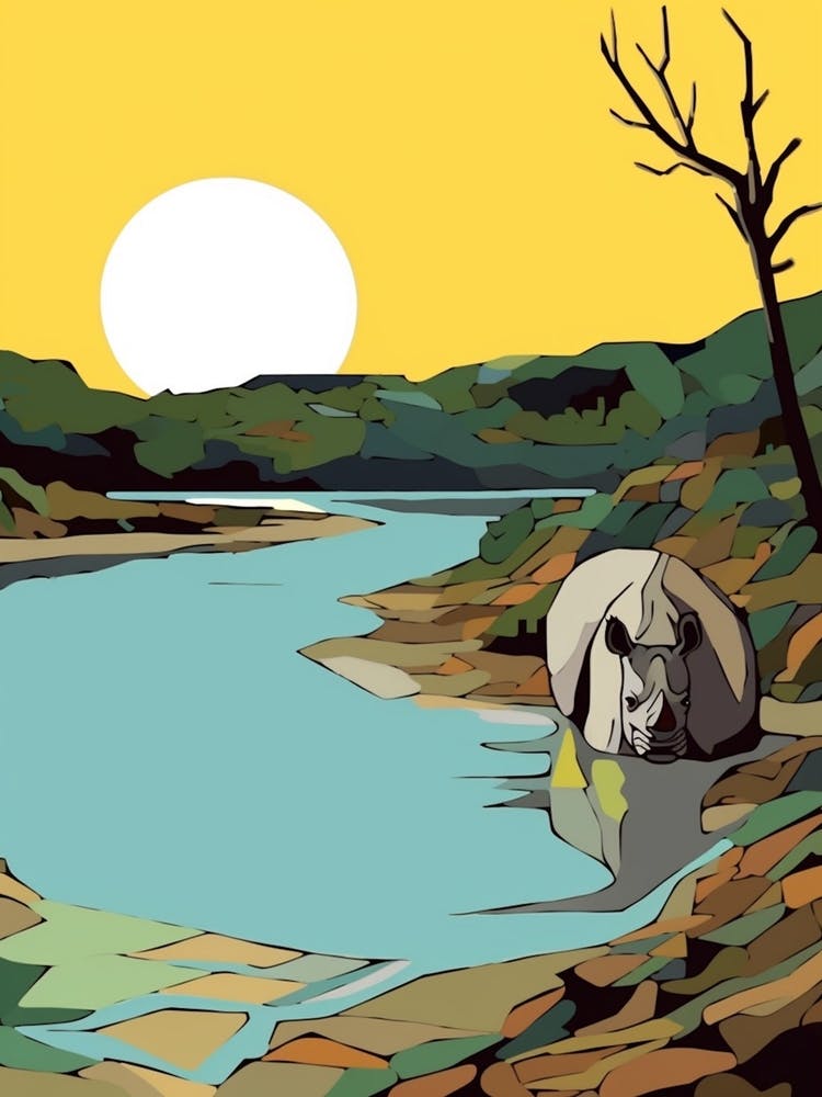 Simple Rhino Illustration Sunrise 7