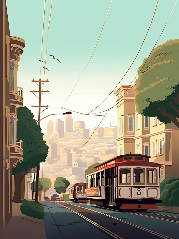 San Francisco California United States Travel Illustration 5